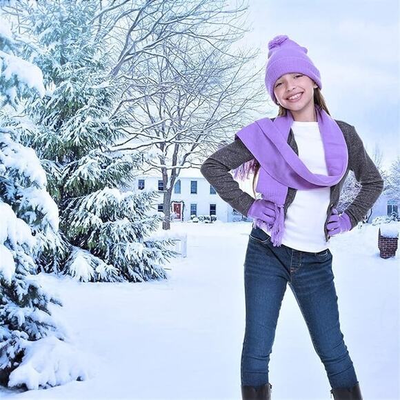 Girls 3 Item Swak Girls Winter Kid-Set: Hat, scarf & Glove (Lavender256) - Picture 4 of 5